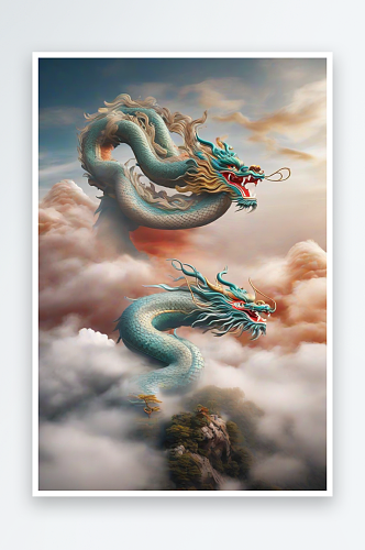翱翔于白云之上的中国神龙