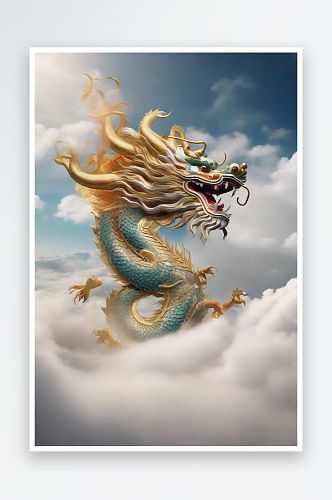 翱翔于白云之上的中国神龙