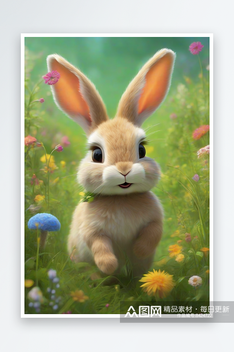 细腻镜头下的可爱兔子素材