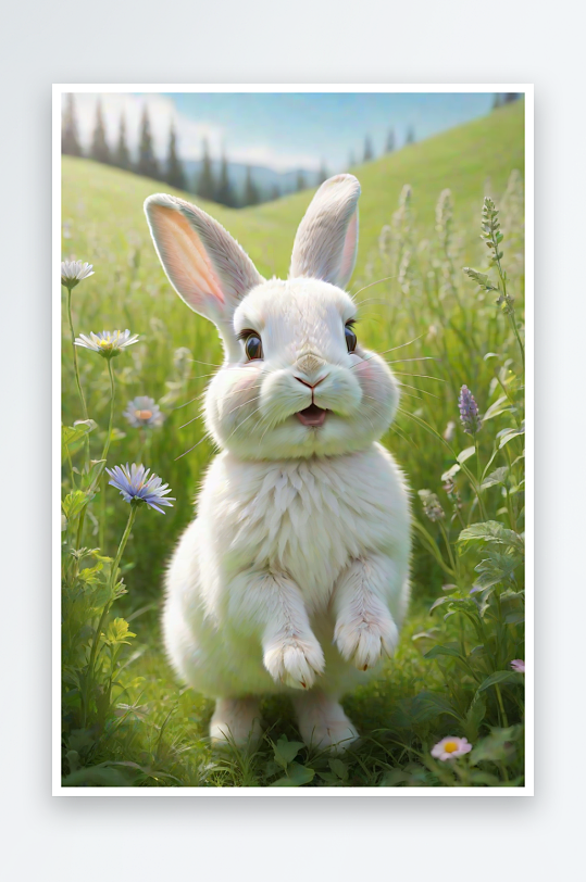 兔子在草地上尽情嬉戏
