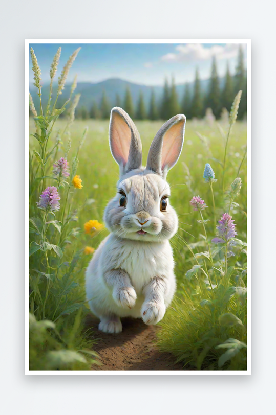 兔子在草地上尽情嬉戏