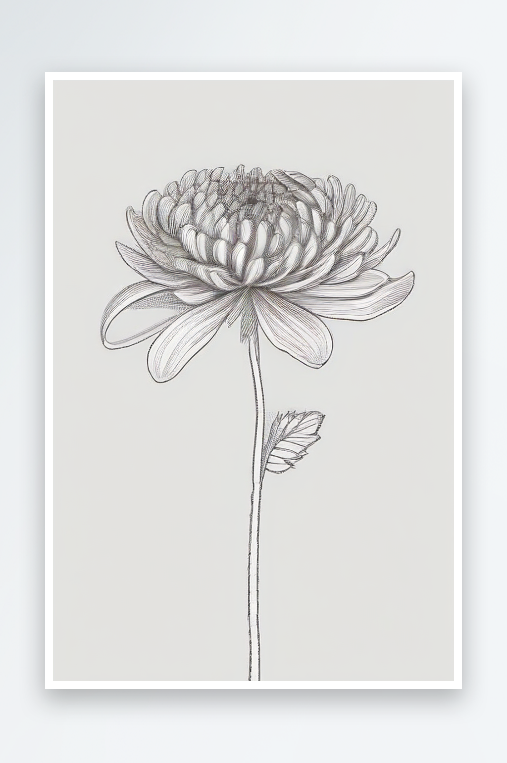 简洁线条勾勒的菊花插画素材