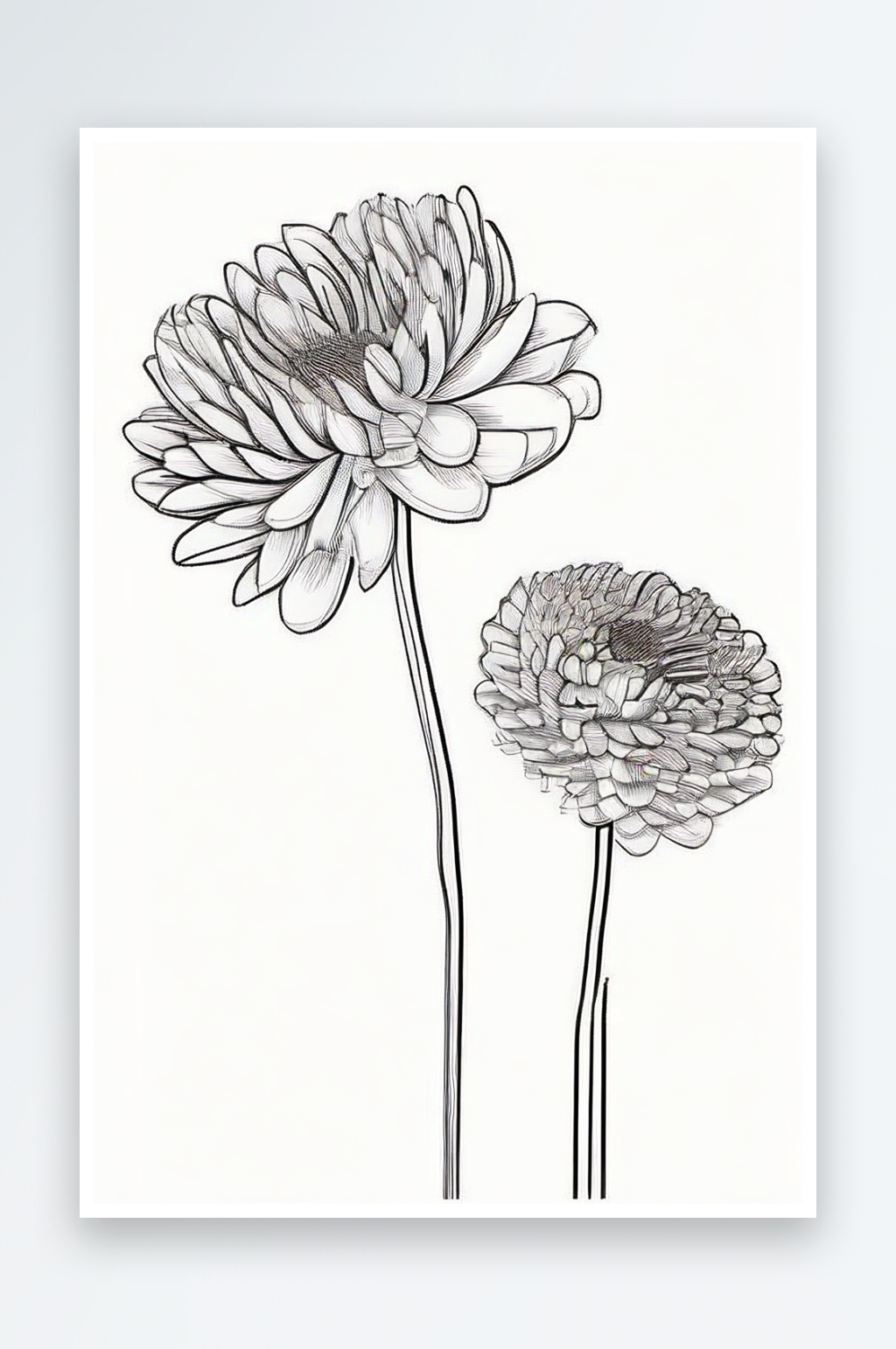 白色背景中孤立的菊花线描素材