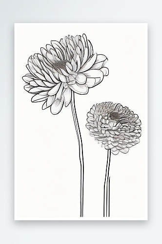 白色背景中孤立的菊花线描