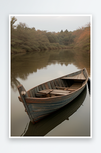 怀旧之旅木船在河上漂荡
