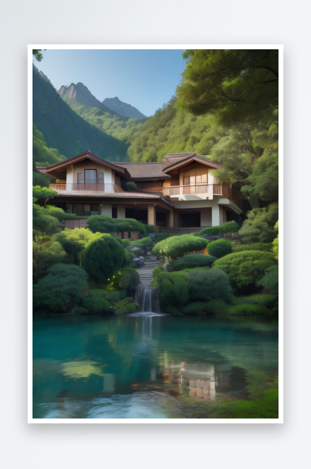 山间别墅与自然相融的宁静之地素材