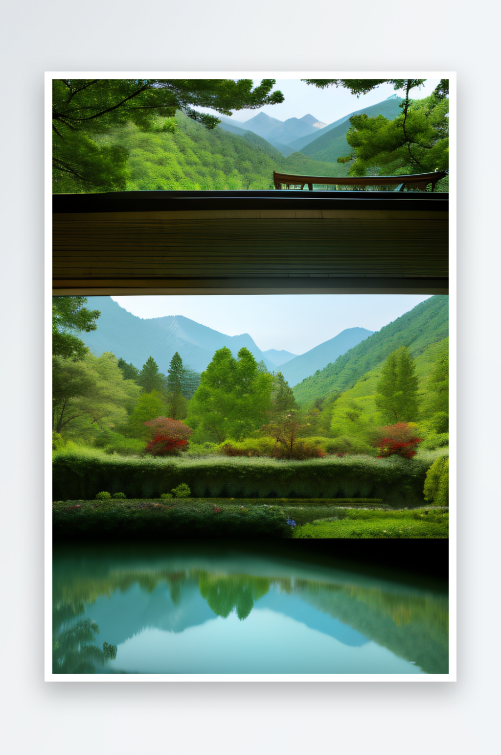 清澈流水山间别墅的自然水景素材