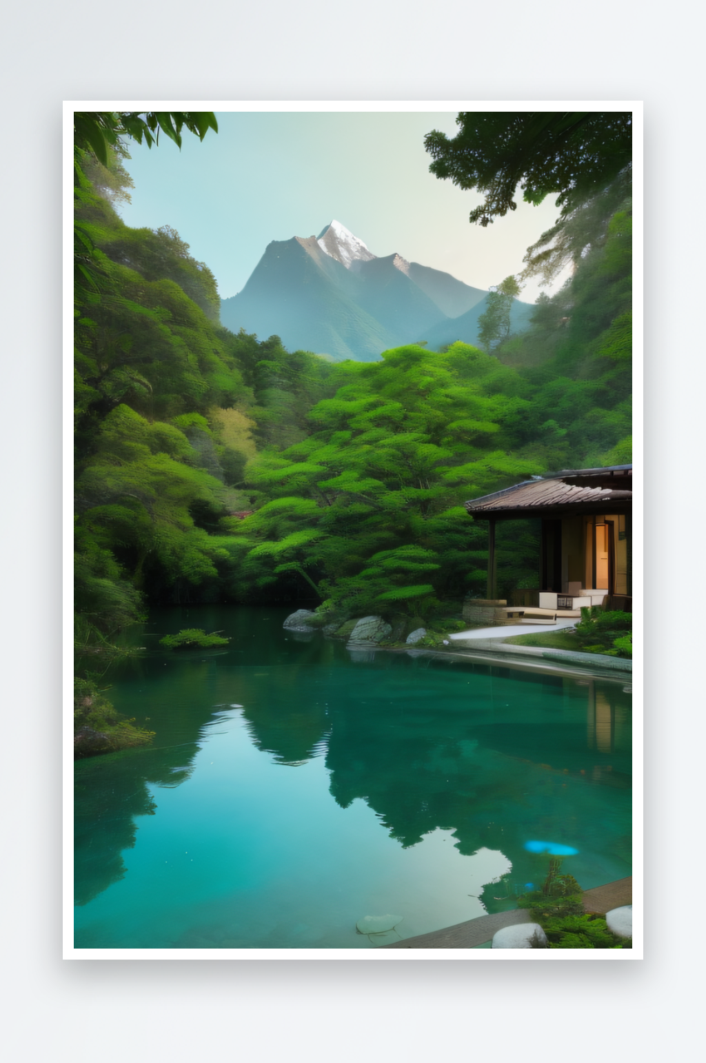 静谧别墅山水交融的自然居所素材