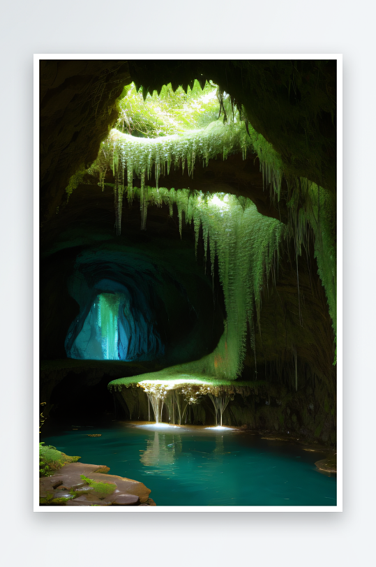 藤蔓与水之美常青藤洞穴中的奇幻景观