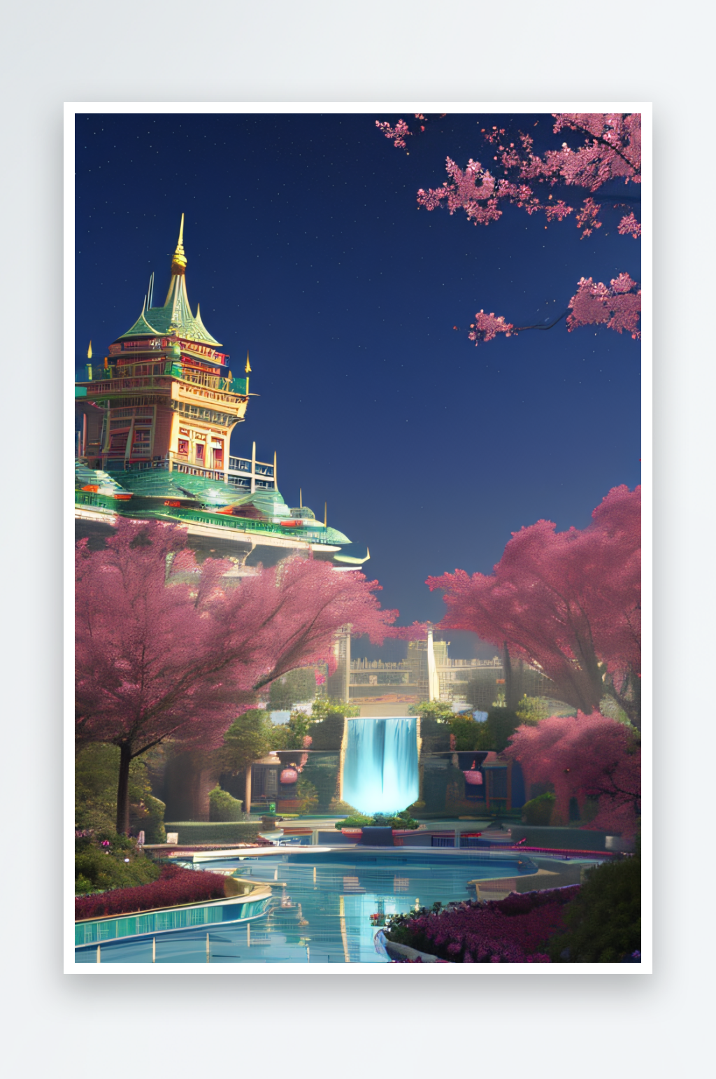 天空中绽放的超写实水晶宫素材