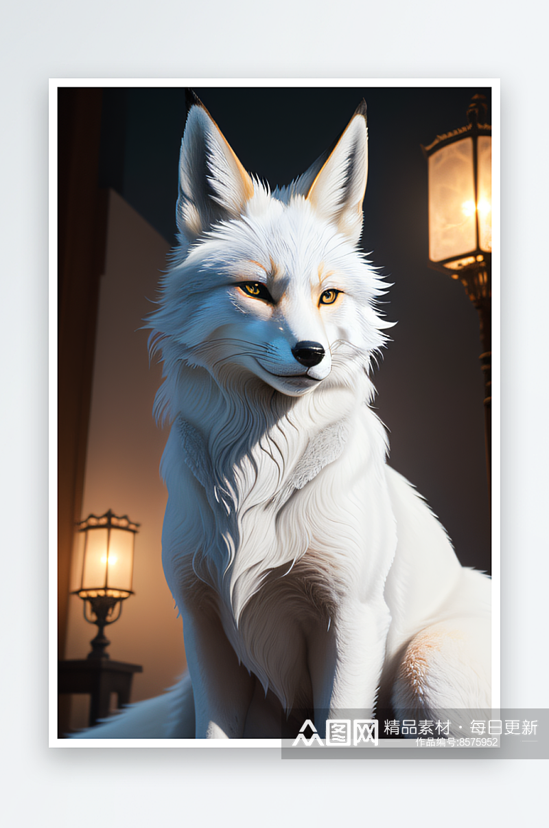 神话传说白色九尾狐的永恒魅力素材