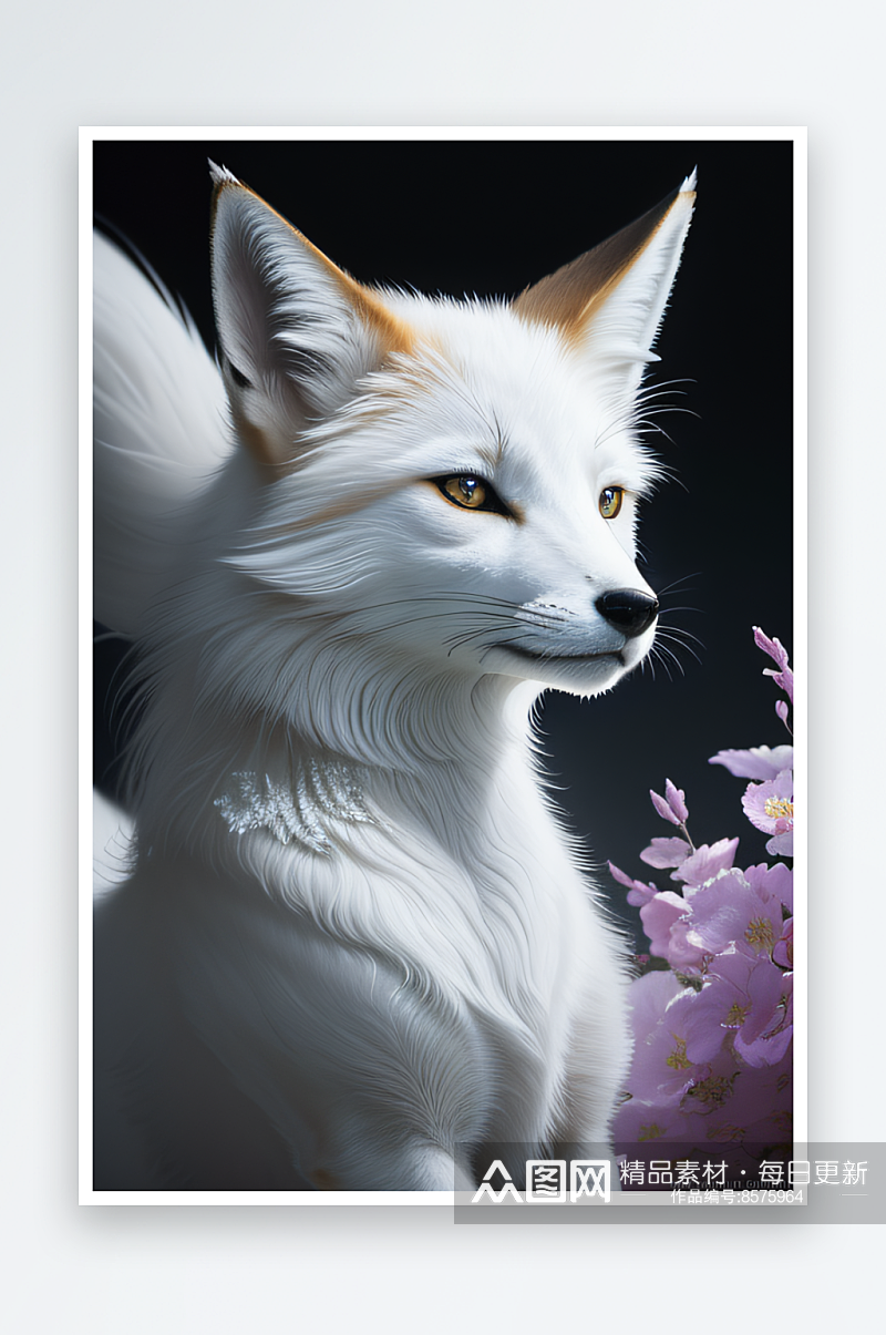 神话传说白色九尾狐的永恒魅力素材
