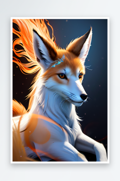 华丽之美白色九尾狐肖像的精美描绘