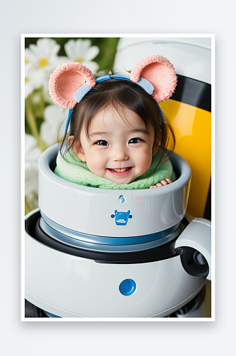 机器鼠宝宝的可爱笑容充满喜悦