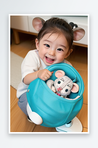 机器鼠宝宝的可爱笑容充满喜悦