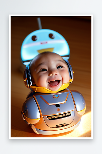微笑满面的机器鼠宝宝可爱的大眼睛