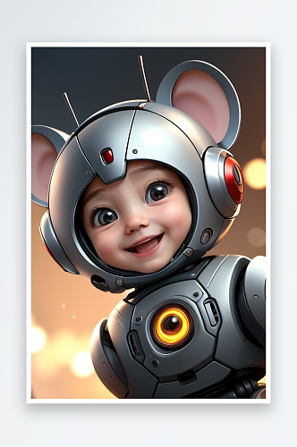 可爱的机器鼠宝宝快乐的微笑