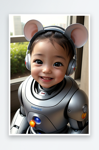 可爱的机器鼠宝宝快乐的微笑