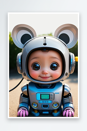 微笑的机器鼠宝宝充满快乐