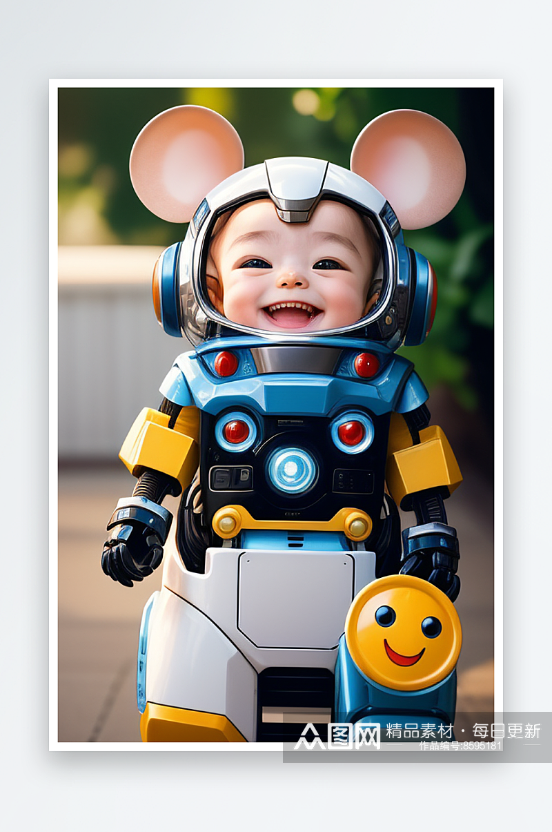 机器鼠宝宝可爱的笑容素材