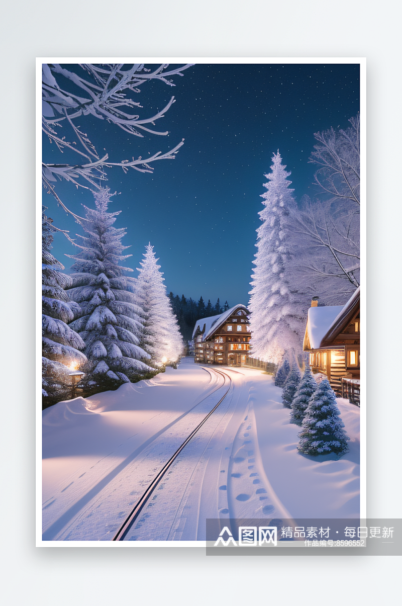 雪景下的瑞士小镇美景素材