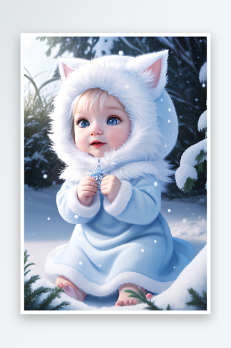可爱的宝贝猫咪化身雪后女王皮克斯风格