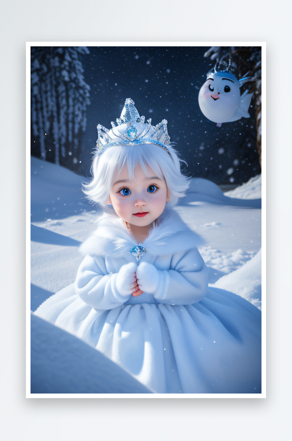 小猫咪扮演皮克斯风格雪后女王素材