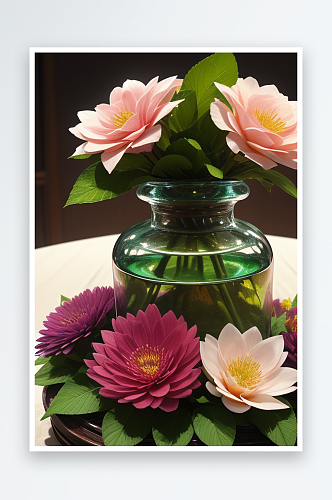 自然的艺术绿瓶插花的优雅展示