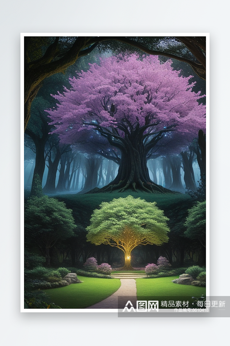 梦幻生命之树的神秘光芒素材