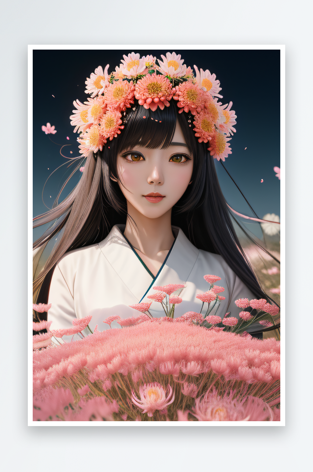 多重曝光瞬间绽放的星光和菊花素材