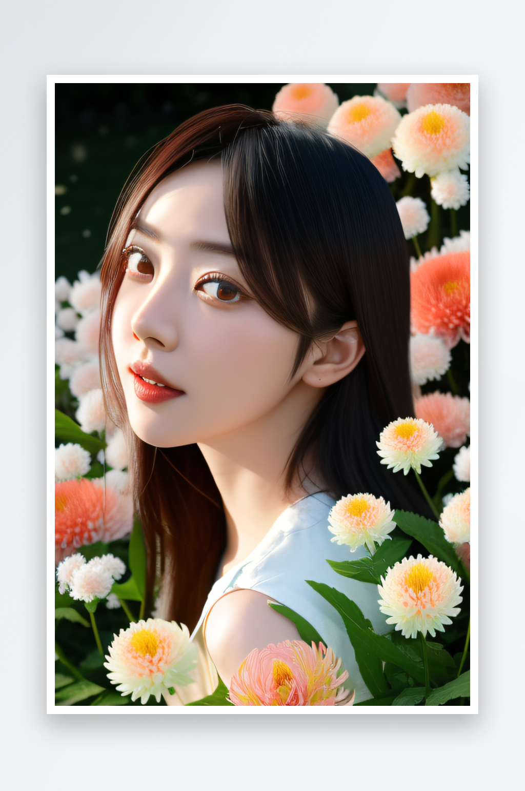 高清日本动画红花倒刺与璀璨的菊花素材