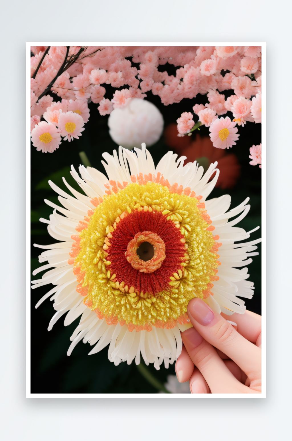 高清日本动画红花倒刺与璀璨的菊花素材