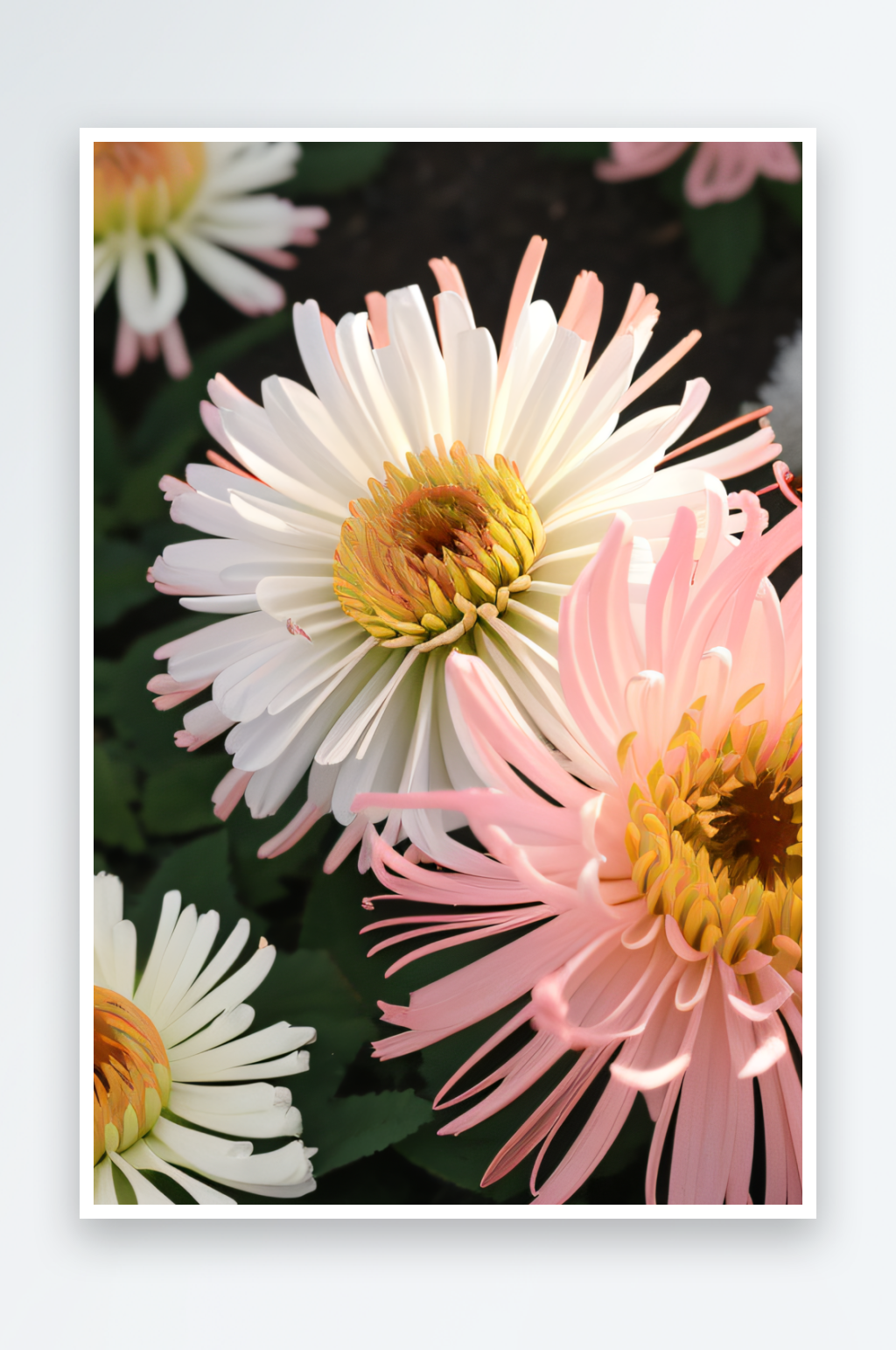 高清日本动画红花倒刺与璀璨的菊花素材