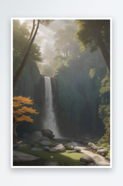 美妙瀑布与红木森林的奇幻画境