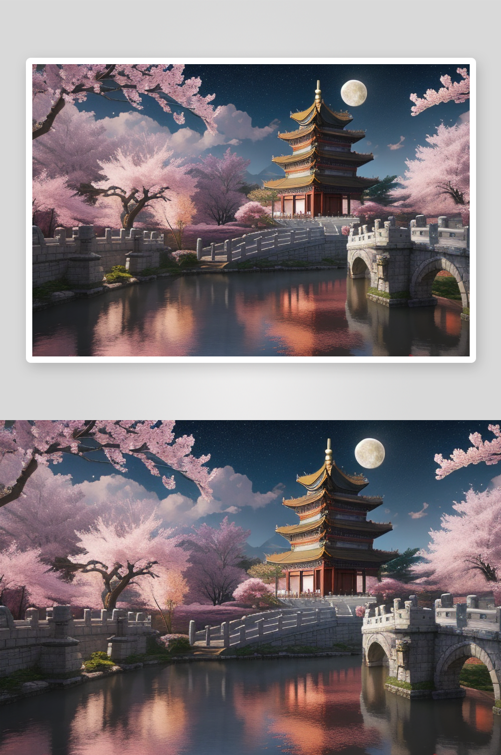 神话仙境绽放的桃花在明亮世界素材