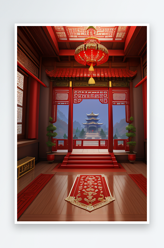 梦幻红宫中式宫殿与动漫风格的完美结合