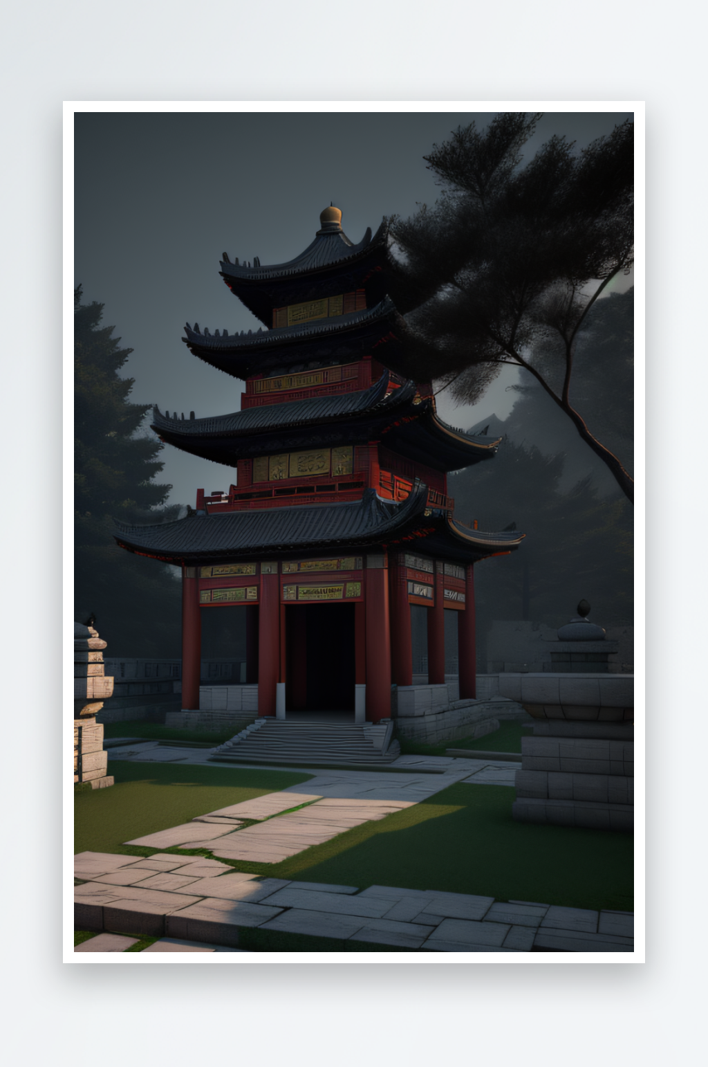 古迹与夜幕的相遇时刻素材