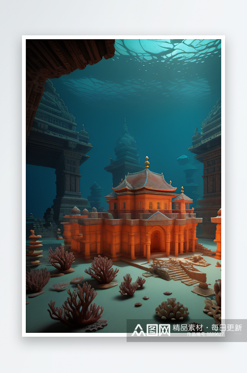 珊瑚贝壳宫殿充满立体感的光线素材