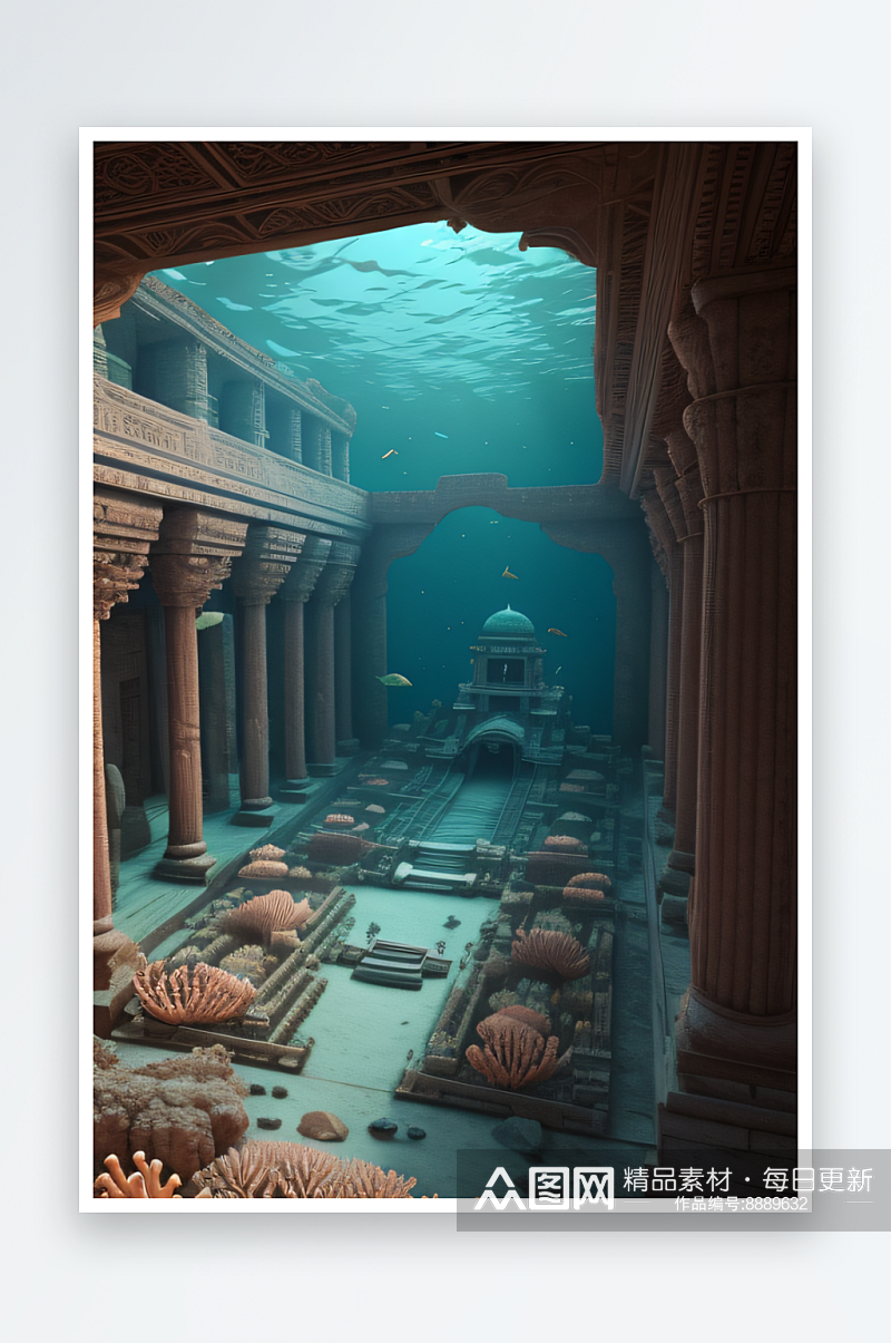 珊瑚贝壳宫殿充满立体感的光线素材