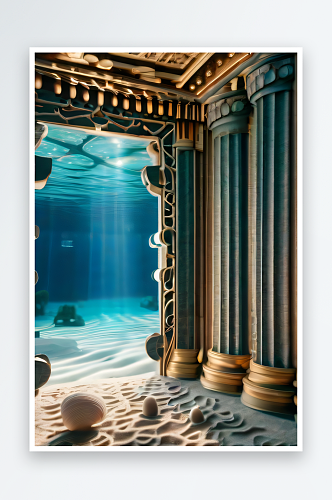 珊瑚贝壳宫殿立体光线的浸润