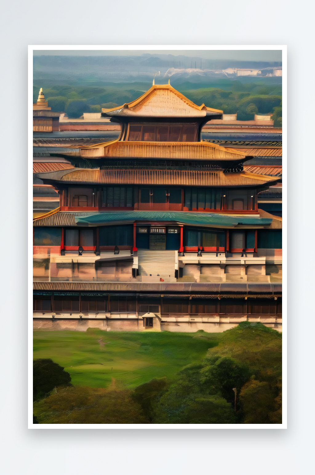 老宫殿俯瞰壮观全景素材