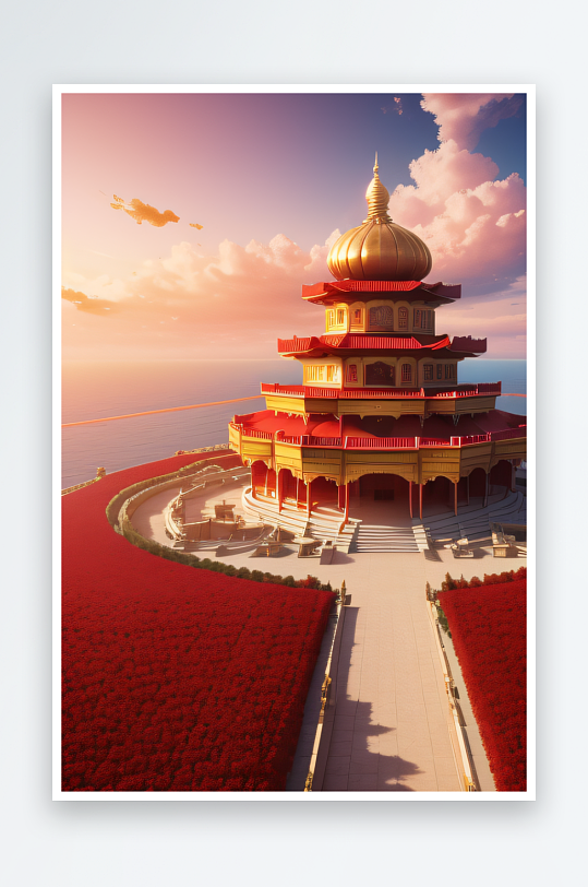 五彩祥云下的玫瑰宮殿