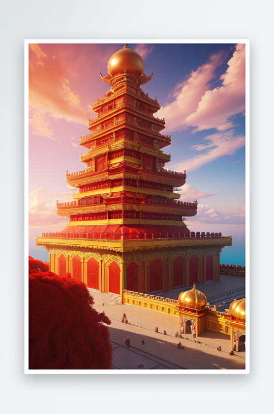 五彩祥云下的玫瑰宮殿