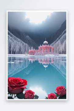 冰湖花海玫瑰倒影迷人