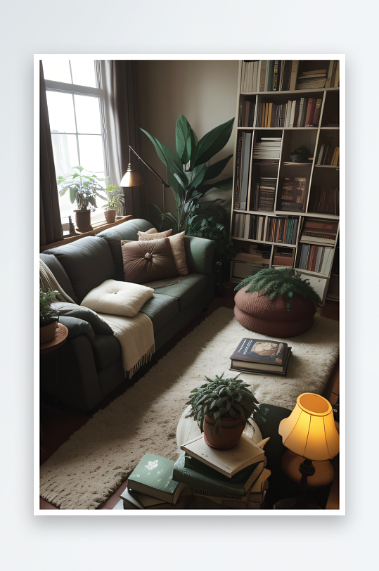 绿植环绕的舒适客厅温馨惬意