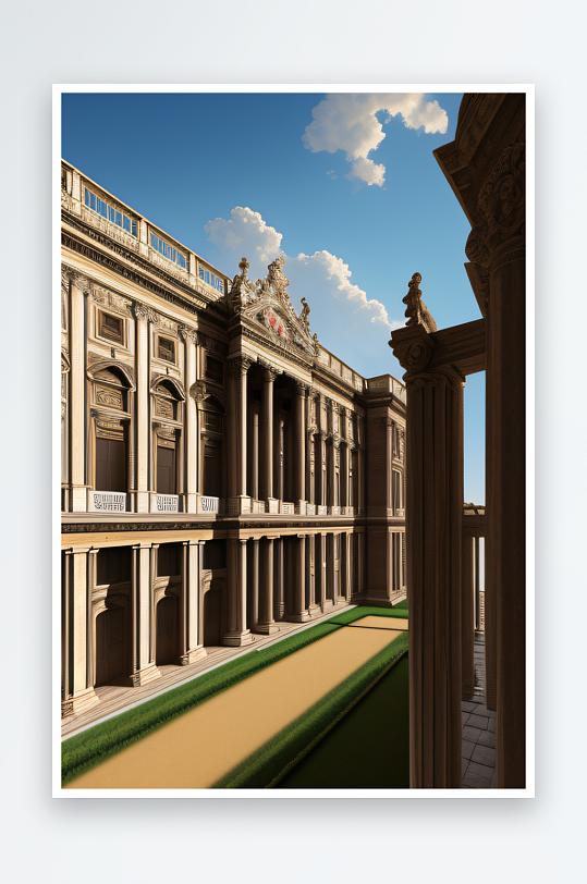 古代巴洛克宫殿的壮丽细节呈现
