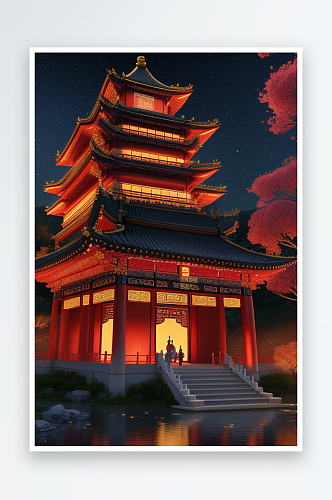 影视效果高清晰度中国风宫殿渲染