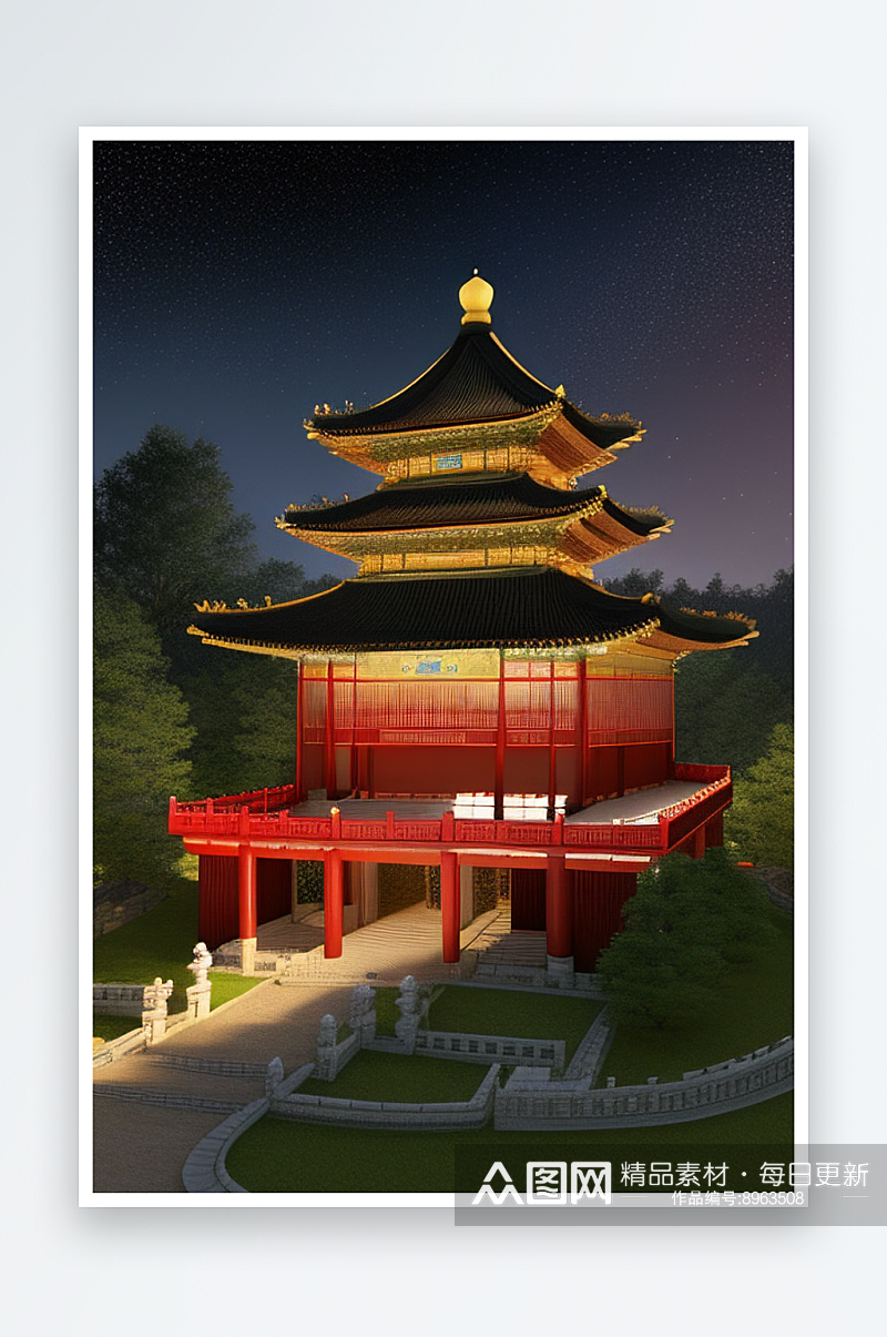 超高清中国风宫殿细节清晰可见素材