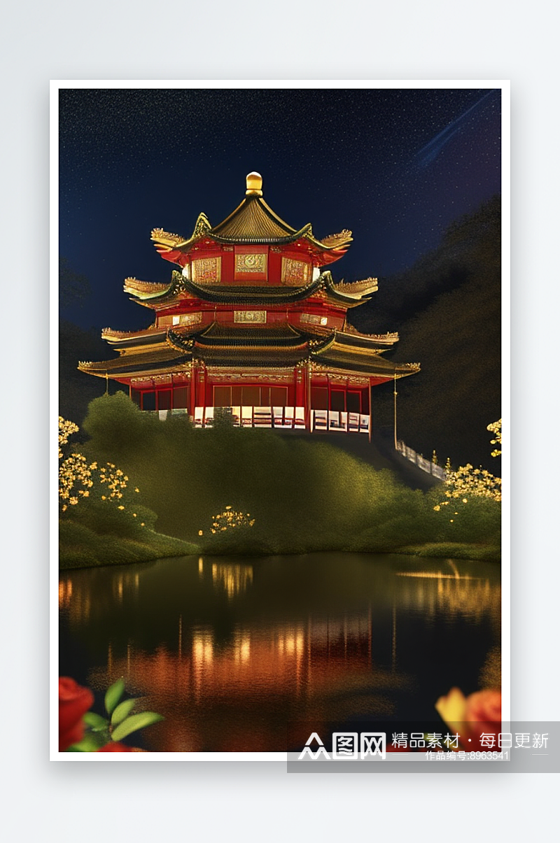营造梦幻感中国风宫殿的光影效果素材