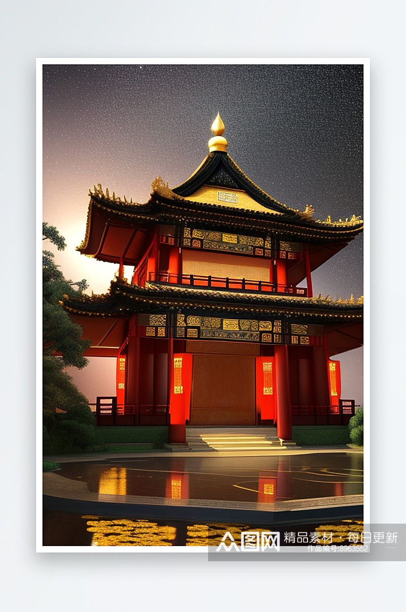 营造梦幻感中国风宫殿的光影效果素材